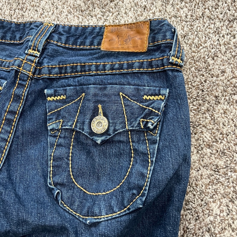 True Religion Women's 28 Dark Indigo Denim Jean Bermuda Shorts USA VTG Y2K